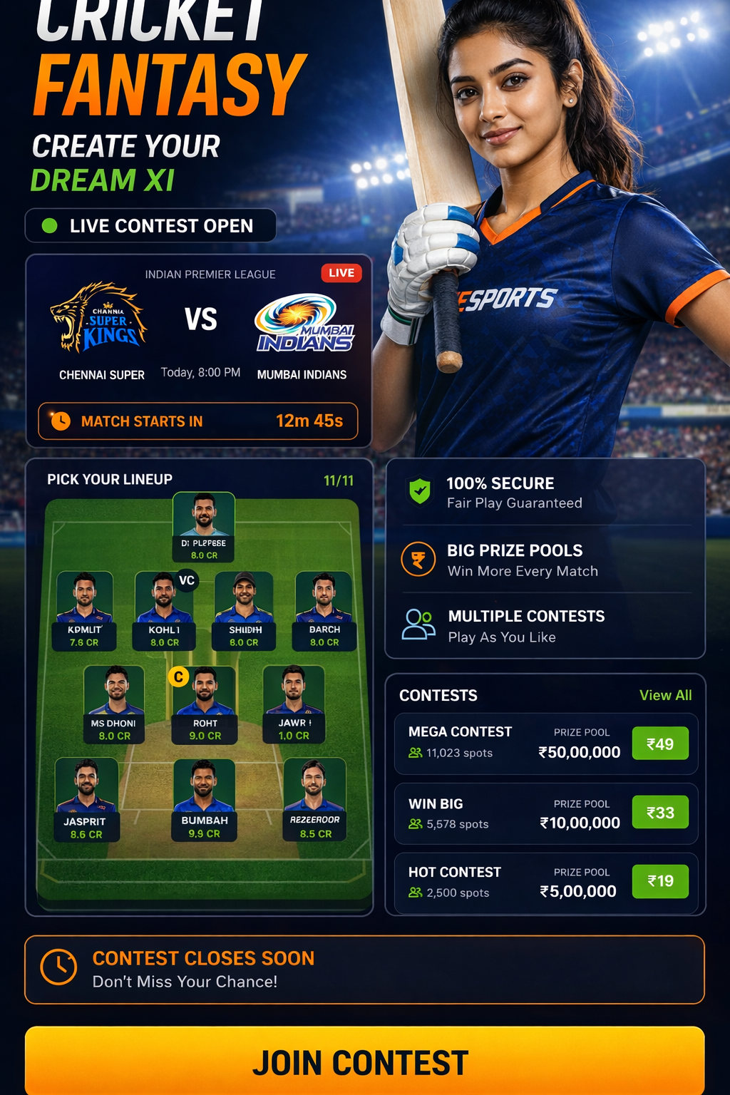 Come Sport 11 cricket matchday visual